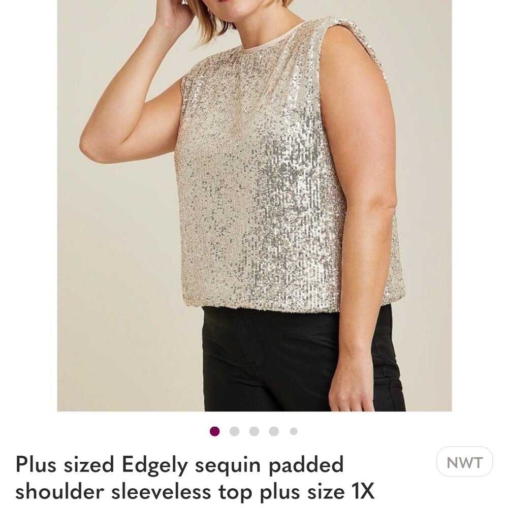 Edge Sparkling Silver Sequin Top